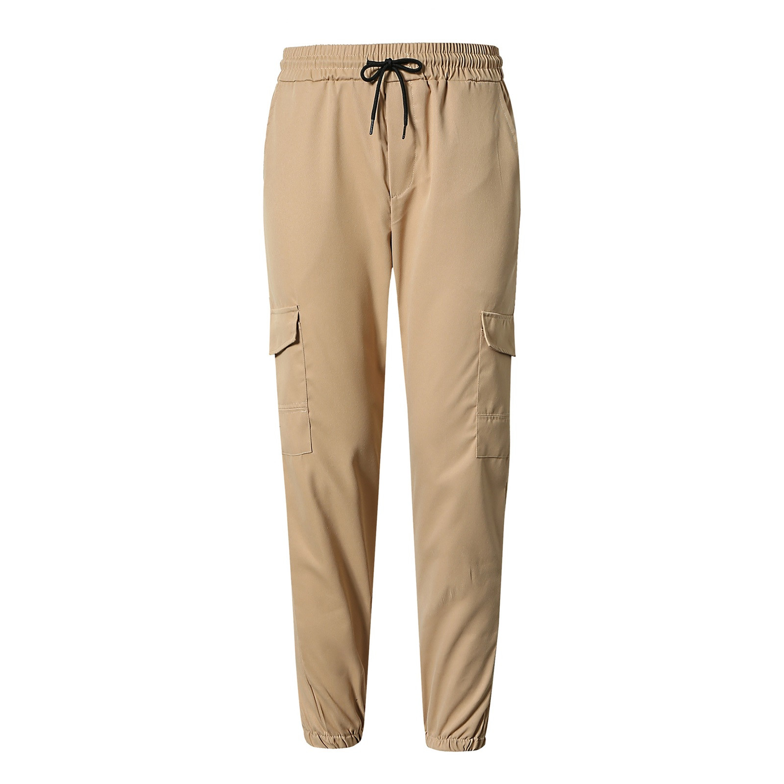 thumbnail image 2 of Pantalones cargo informales para hombre: cintura elástica, cordón, poliéster, estilo urbano, múltiples bolsillos, 2 of 5